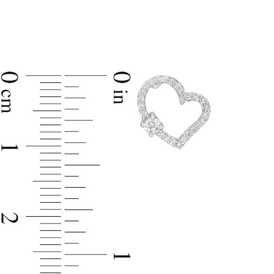 1/4 CT. T.w. Diamond Curvy Heart Stud Earrings in 10K White Gold
