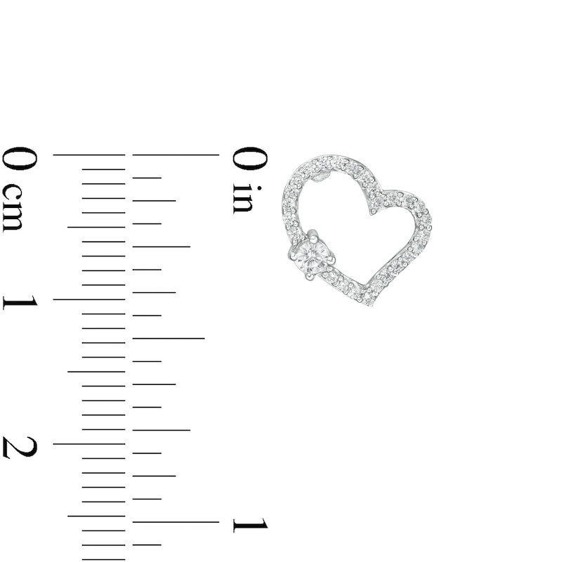 Main Image 3 of 1/4 CT. T.W. Diamond Curvy Heart Stud Earrings in 10K White Gold