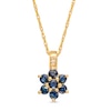 Thumbnail Image 1 of Blue Sapphire and Diamond Accent Flower Pendant in 10K Gold