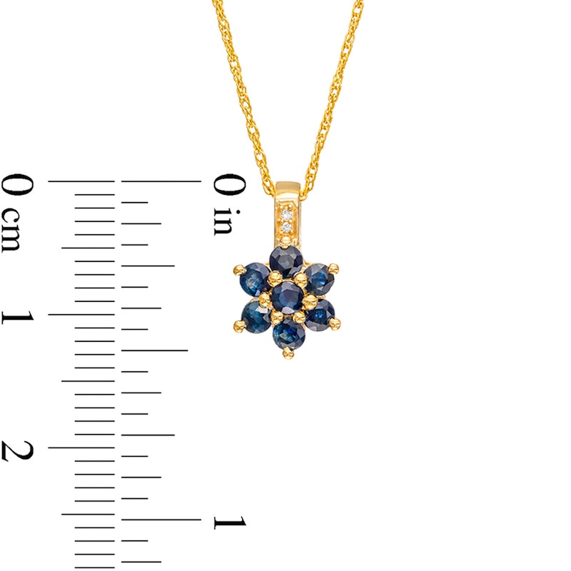 Main Image 3 of Blue Sapphire and Diamond Accent Flower Pendant in 10K Gold