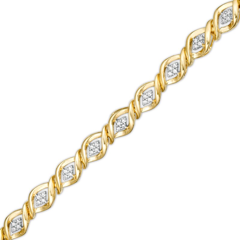1/5 CT. T.W. Composite Marquise Diamond Cascading Flames Bracelet in 10K Gold - 7.25"