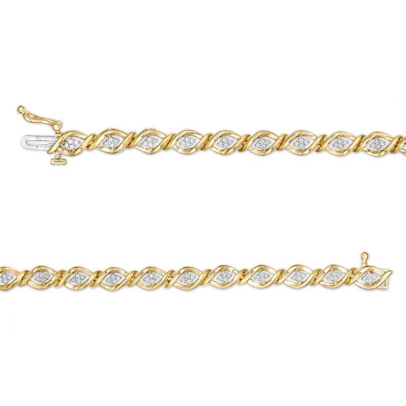 1/5 CT. T.W. Composite Marquise Diamond Cascading Flames Bracelet in 10K Gold - 7.25"
