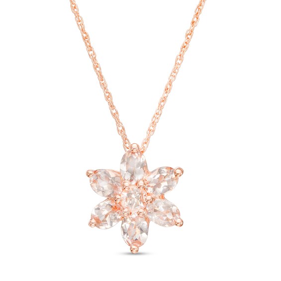 Morganite Flower Pendant in 10K Rose Gold