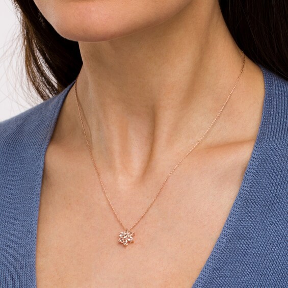 Morganite Flower Pendant in 10K Rose Gold