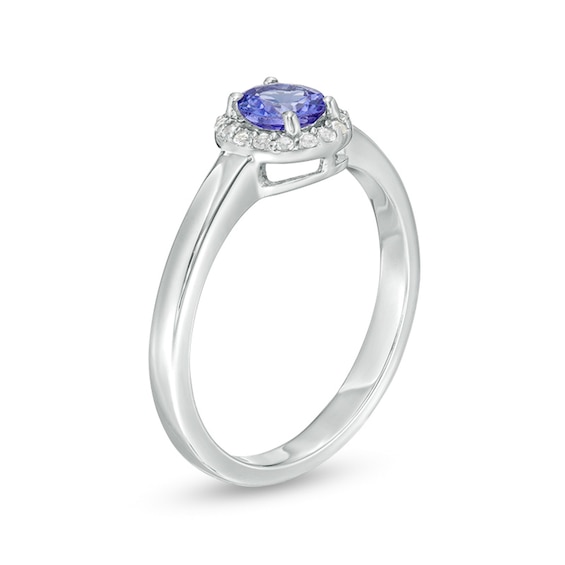 5.0mm Tanzanite and White Topaz Frame Ring in Sterling Silver