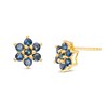 Thumbnail Image 1 of Blue Sapphire Flower Stud Earrings in 10K Gold