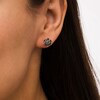 Thumbnail Image 2 of Blue Sapphire Flower Stud Earrings in 10K Gold