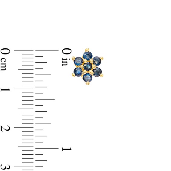 Blue Sapphire Flower Stud Earrings in 10K Gold
