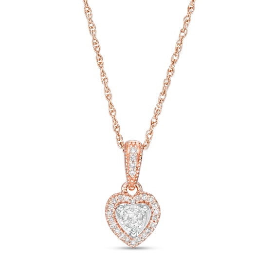 1/8 CT. T.w. Diamond Heart Frame Vintage-Style Pendant in 10K Rose Gold
