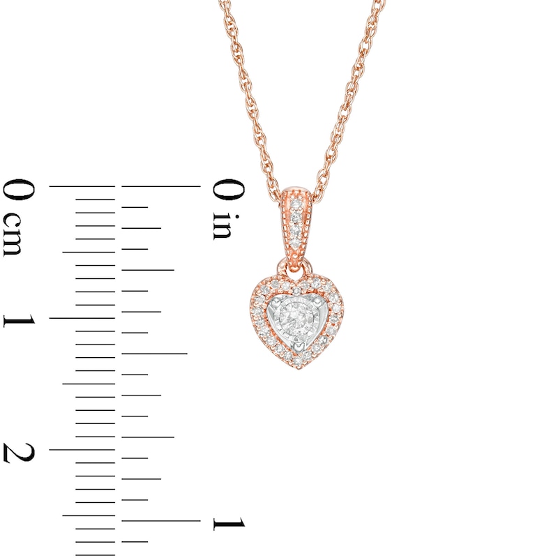 1/8 CT. T.W. Diamond Heart Frame Vintage-Style Pendant in 10K Rose Gold