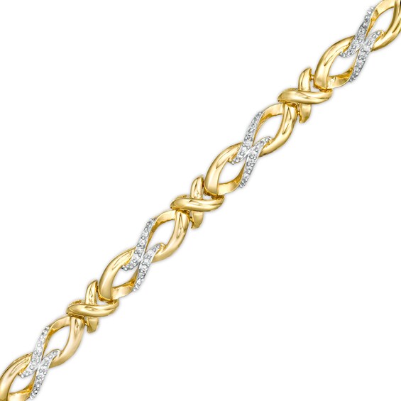 1/4 CT. T.w. Diamond Infinity "X" Bracelet in 10K Gold - 7.5"