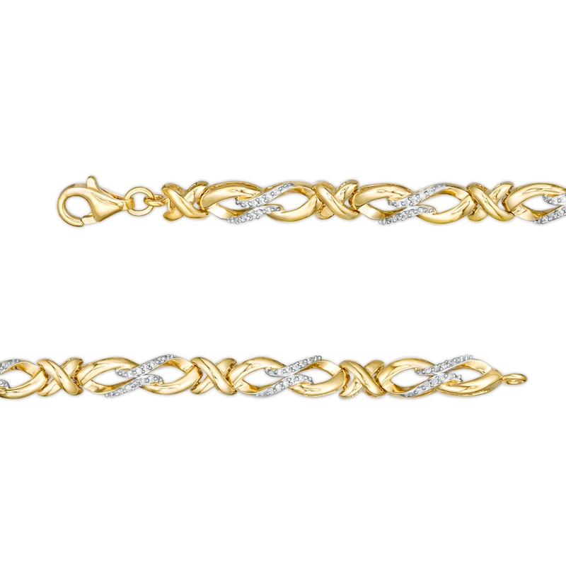 Main Image 3 of 1/4 CT. T.W. Diamond Infinity "X" Bracelet in 10K Gold - 7.5"