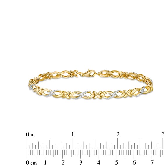 1/4 CT. T.w. Diamond Infinity "X" Bracelet in 10K Gold - 7.5"