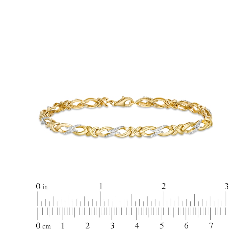 Main Image 4 of 1/4 CT. T.W. Diamond Infinity "X" Bracelet in 10K Gold - 7.5"