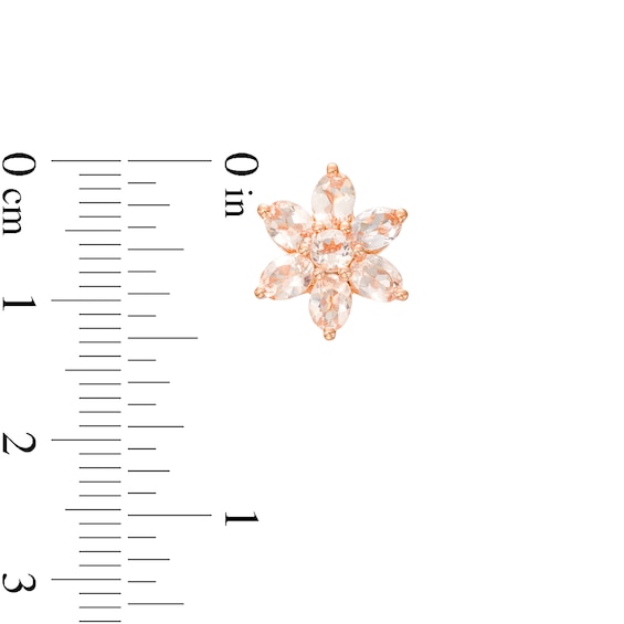 Morganite Flower Stud Earrings in 10K Rose Gold