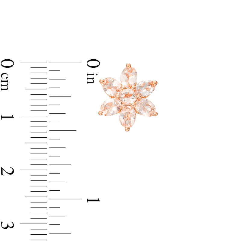 Main Image 3 of Morganite Flower Stud Earrings in 10K Rose Gold