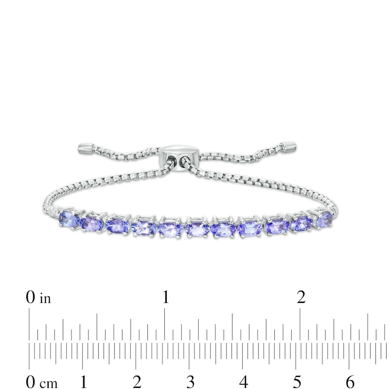 Main Image 3 of Sideways Oval Tanzanite Bolo Bracelet in Sterling Silver - 10"
