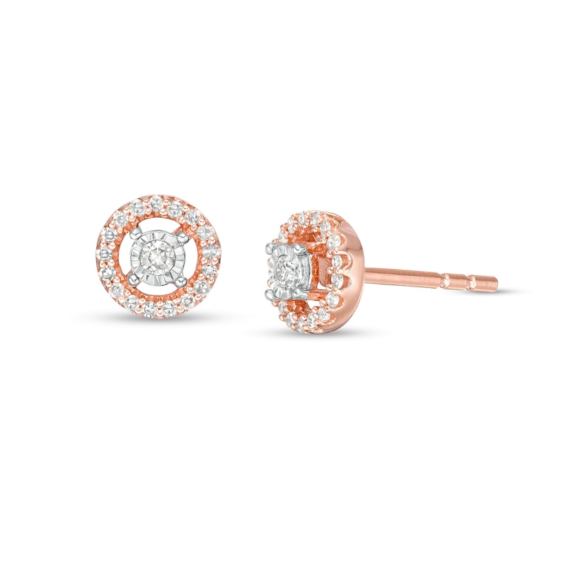 Main Image 1 of 1/8 CT. T.W. Diamond Open Circle Frame Stud Earrings in 10K Rose Gold