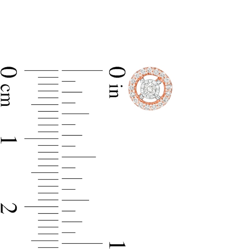 Main Image 3 of 1/8 CT. T.W. Diamond Open Circle Frame Stud Earrings in 10K Rose Gold