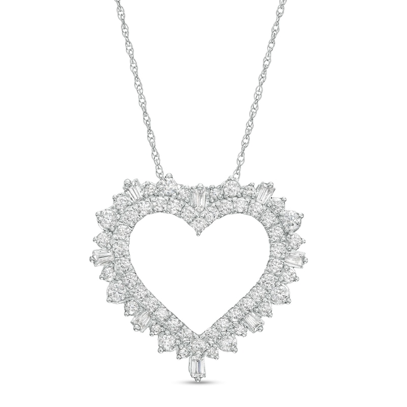 Main Image 1 of 1 CT. T.W. Diamond Shadow Heart Pendant in 10K White Gold