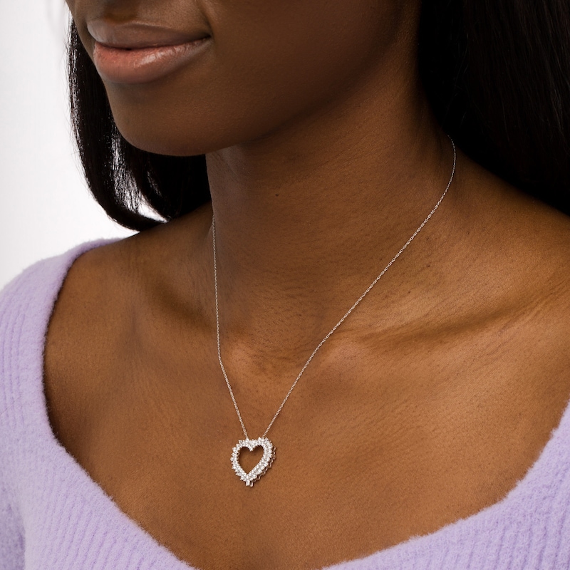 Main Image 2 of 1 CT. T.W. Diamond Shadow Heart Pendant in 10K White Gold