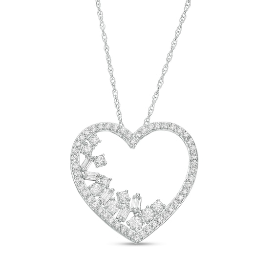 1/2 CT. T.w. Diamond Scatter Heart Pendant in 10K White Gold