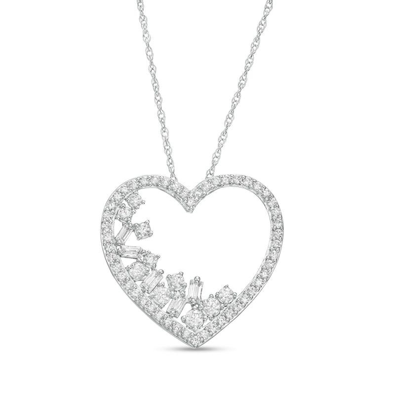 Main Image 1 of 1/2 CT. T.W. Diamond Scatter Heart Pendant in 10K White Gold