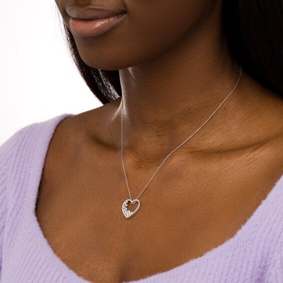 1/2 CT. T.w. Diamond Scatter Heart Pendant in 10K White Gold