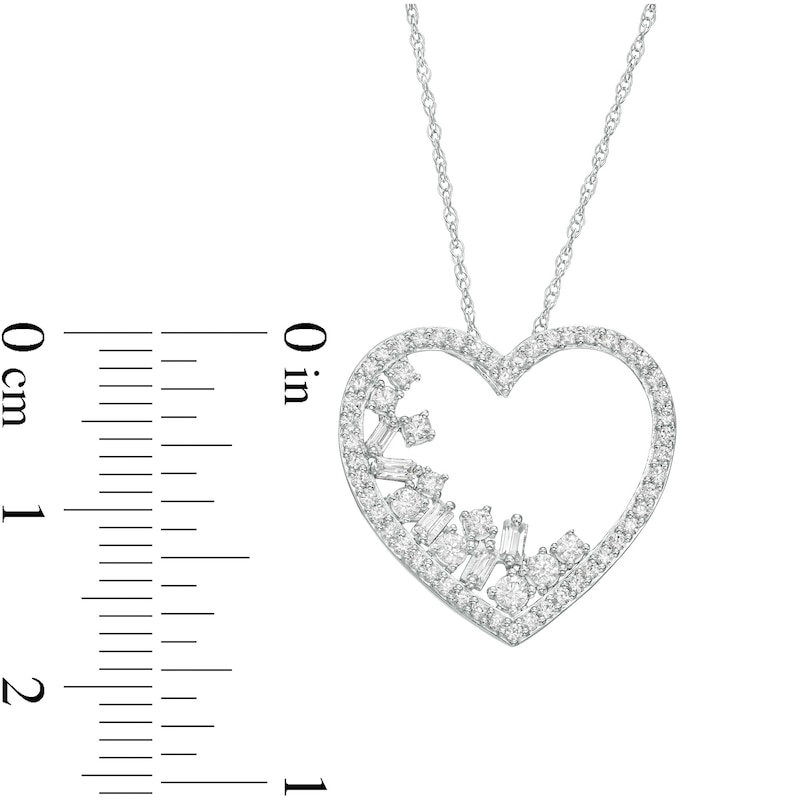 Main Image 3 of 1/2 CT. T.W. Diamond Scatter Heart Pendant in 10K White Gold