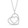 Thumbnail Image 1 of 1/4 CT. T.W. Diamond Interlocking Offset Hearts Pendant in 10K White Gold
