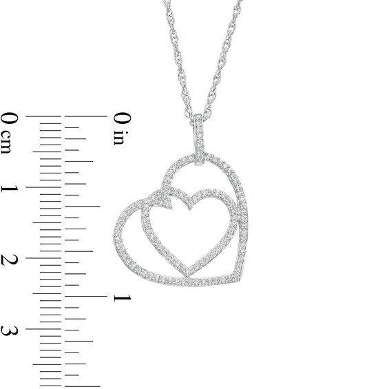 1/4 CT. T.w. Diamond Interlocking Offset Hearts Pendant in 10K White Gold
