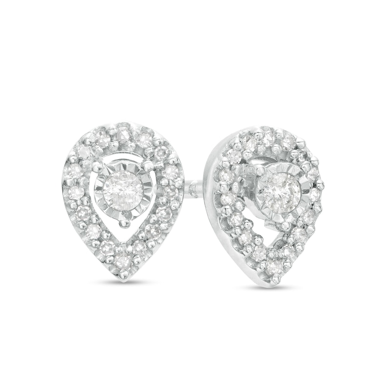 Main Image 1 of 1/8 CT. T.W. Diamond Open Pear-Shaped Stud Earrings in 10K White Gold