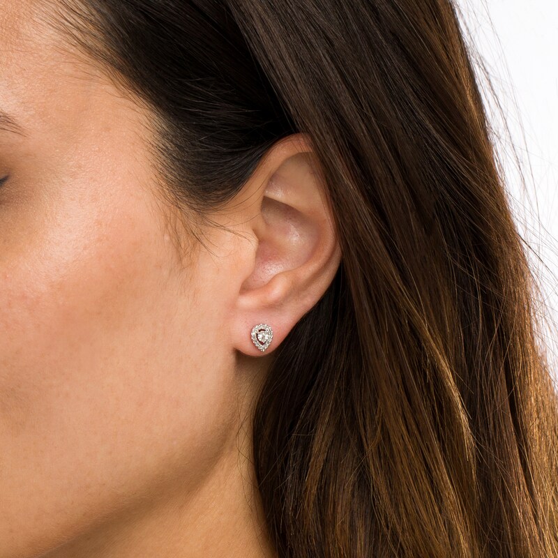 Main Image 2 of 1/8 CT. T.W. Diamond Open Pear-Shaped Stud Earrings in 10K White Gold