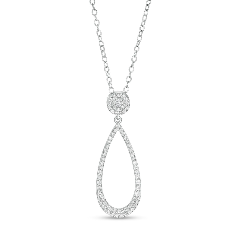 Main Image 1 of 1/3 CT. T.W. Diamond Elongated Open Teardrop Pendant in 10K White Gold