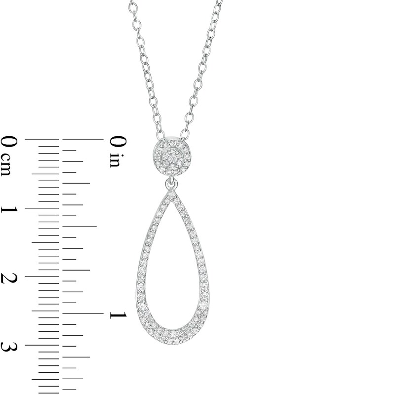 Main Image 3 of 1/3 CT. T.W. Diamond Elongated Open Teardrop Pendant in 10K White Gold