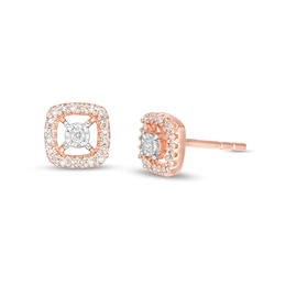 1/8 CT. T.W. Diamond Cushion Stud Earrings in 10K Rose Gold