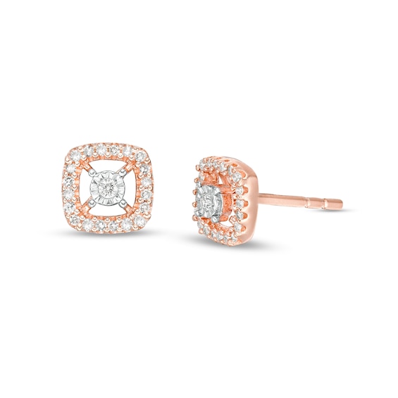 1/8 CT. T.w. Diamond Cushion Stud Earrings in 10K Rose Gold