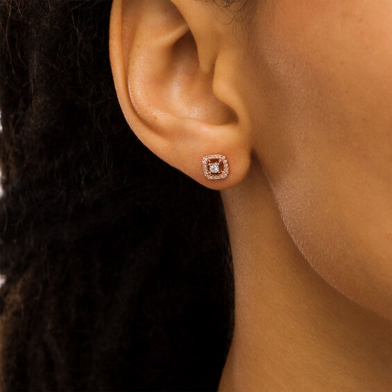 1/8 CT. T.w. Diamond Cushion Stud Earrings in 10K Rose Gold