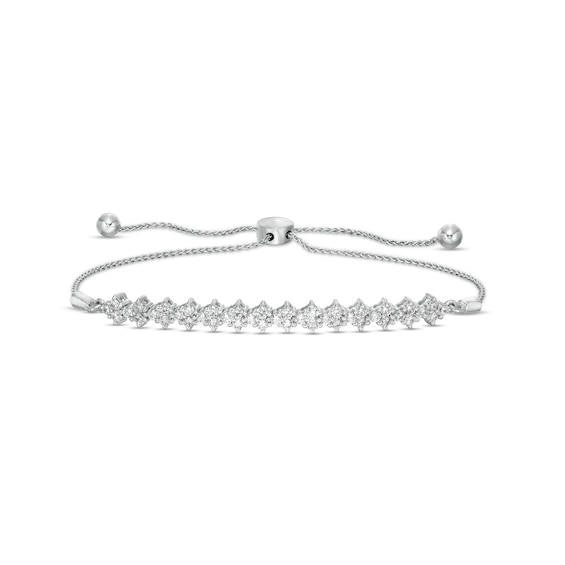 1 CT. T.w. Diamond Tilted Line Bolo Bracelet in 10K White Gold - 9.5"