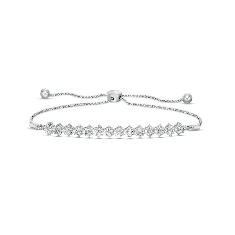 Main Image 1 of 1 CT. T.W. Diamond Tilted Line Bolo Bracelet in 10K White Gold - 9.5"
