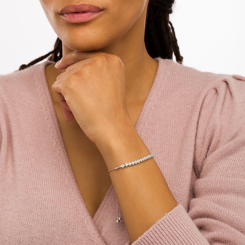 Main Image 2 of 1 CT. T.W. Diamond Tilted Line Bolo Bracelet in 10K White Gold - 9.5"