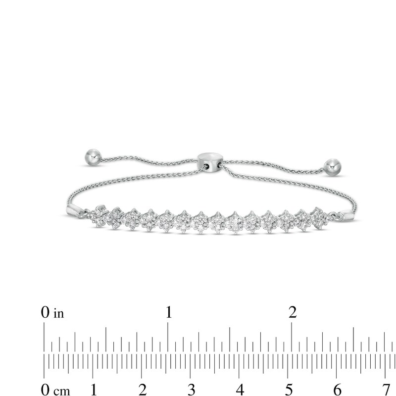 Main Image 3 of 1 CT. T.W. Diamond Tilted Line Bolo Bracelet in 10K White Gold - 9.5"