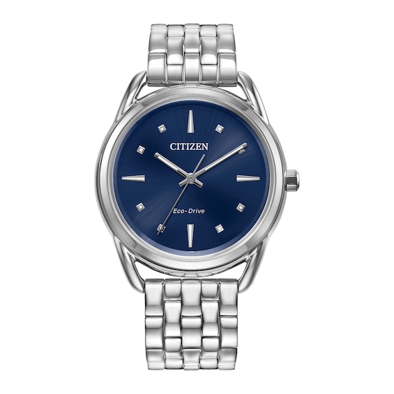 Ladies' Citizen Eco-DriveÂ® Dress Classic Crystal Accent Watch with Blue Dial (Model: Fe7090-55L)