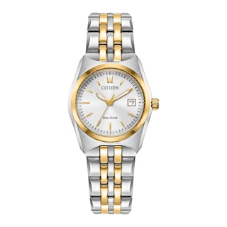 Ladies' Citizen Eco-Drive® Corso Two-Tone Watch with White Dial (Model: EW2299-50A)
