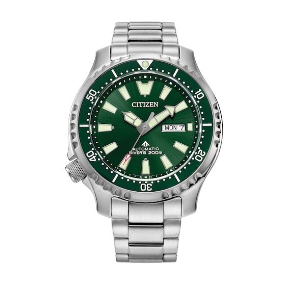 Men's Citizen Promaster Diver Two-Tone Automatic Watch with Green Dial (Model: Ny0151-59X)