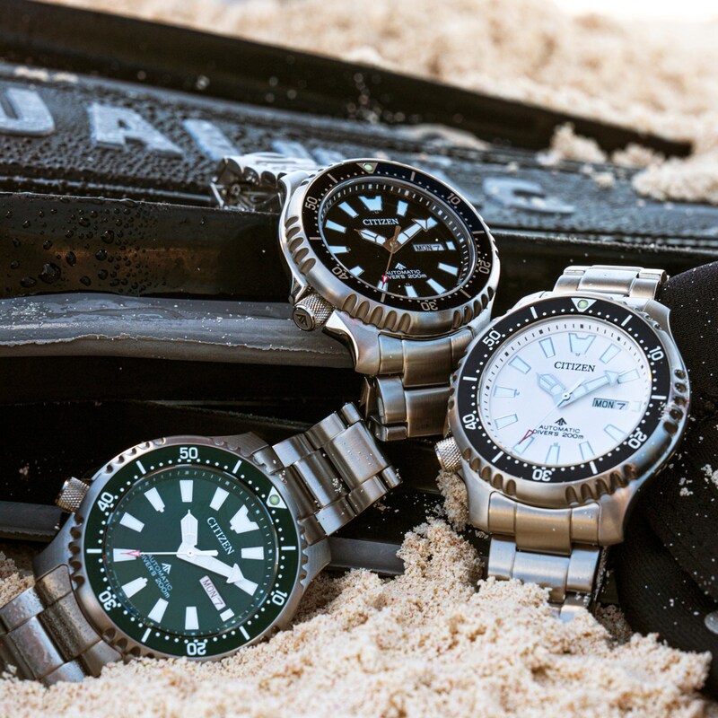 Main Image 4 of Men's Citizen Promaster Diver Two-Tone Automatic Watch with Green Dial (Model: NY0151-59X)