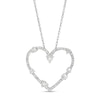 Thumbnail Image 1 of 1/2 CT. T.W. Diamond Station Heart Pendant in 10K White Gold
