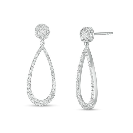 5/8 CT. T.w. Diamond Open Teardrop Earrings in 10K White Gold