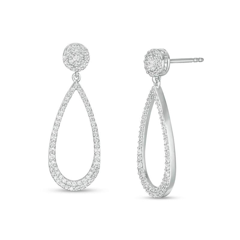 Main Image 1 of 5/8 CT. T.W. Diamond Open Teardrop Earrings in 10K White Gold