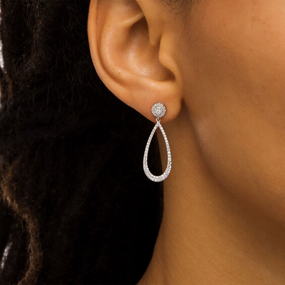 5/8 CT. T.w. Diamond Open Teardrop Earrings in 10K White Gold